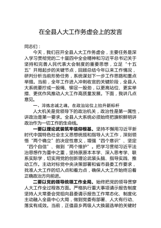 在全县人大工作务虚会上的发言