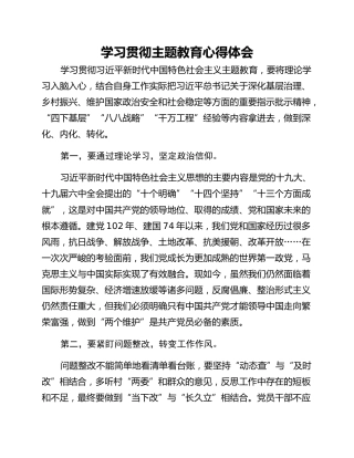 学习贯彻主题教育心得体会