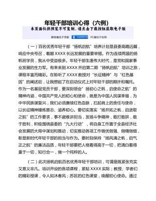 年轻干部培训心得（六例）