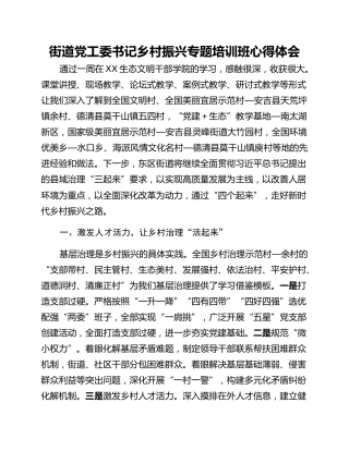 街道党工委书记乡村振兴专题培训班心得体会