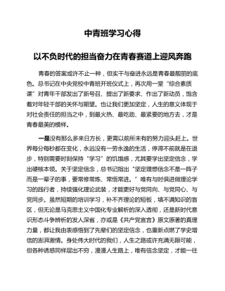 中青班学习心得