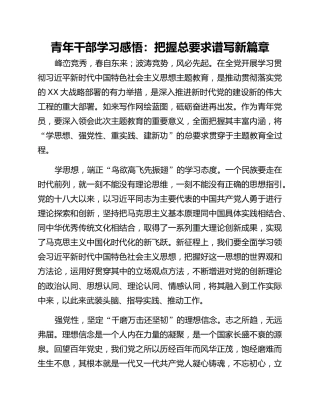 青年干部学习感悟：把握总要求谱写新篇章