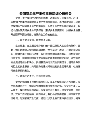 参加安全生产主体责任培训心得体会