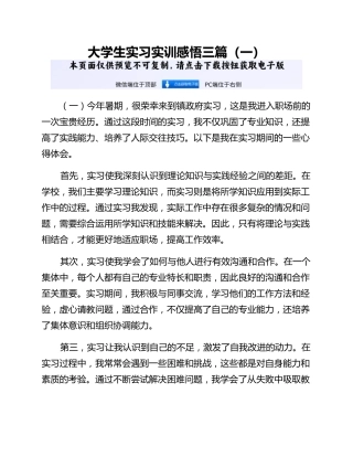 大学生实习实训感悟三篇（一）