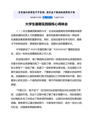 大学生暑期实践锻炼心得体会 (2)