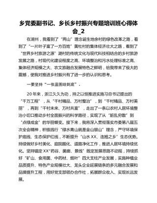 乡党委副书记、乡长乡村振兴专题培训班心得体会_2