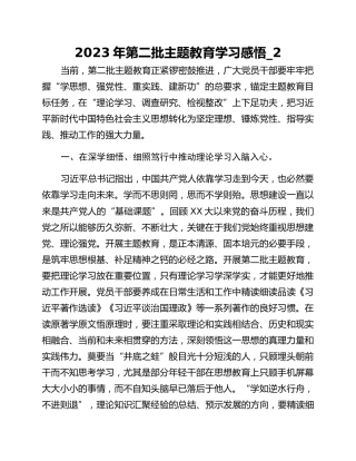 2023年第二批主题教育学习感悟_2