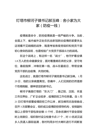 灯塔市柳河子镇书记郝玉峰：舍小家为大家（防疫一线）