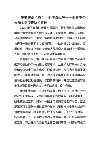警徽在战“疫”一线熠熠生辉——玉树市公安局党委疫情防控事迹