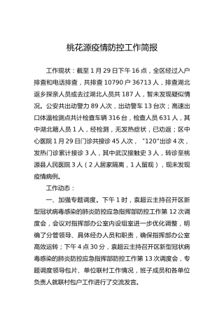 桃花源疫情防控工作简报