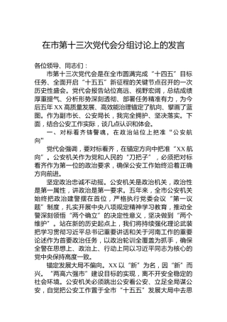 在市第十三次党代会分组讨论上的发言