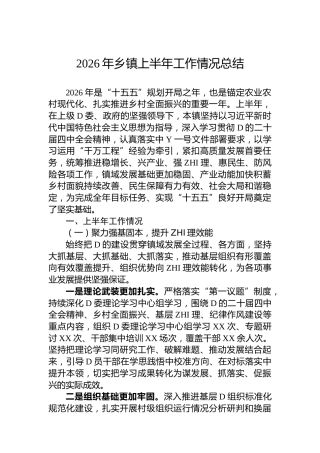 2026年乡镇上半年工作情况总结