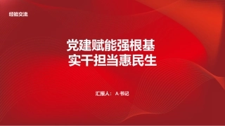 经验交流PPT：党建赋能强根基 实干担当惠民生