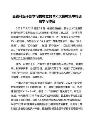 县管科级干部学习贯彻党的二十大精神集中轮训班学习体会