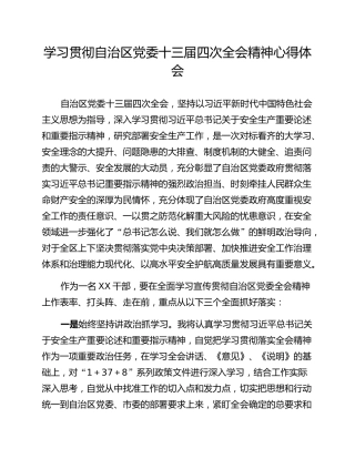 学习贯彻自治区党委十三届四次全会精神心得体会
