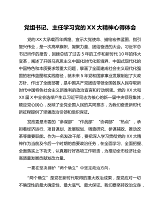 党组书记、主任学习党的二十大精神心得体会