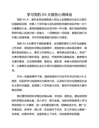 学习党的XX大报告心得体会