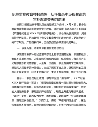 纪检监察教育整顿感悟：从忏悔录中汲取教训筑牢拒腐防变思想防线