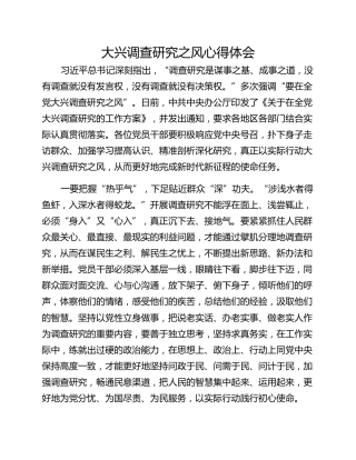大兴调查研究之风心得体会