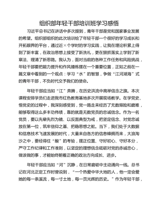 组织部年轻干部培训班学习感悟