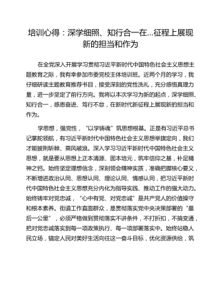 培训心得：深学细照、知行合一在…征程上展现新的担当和作为
