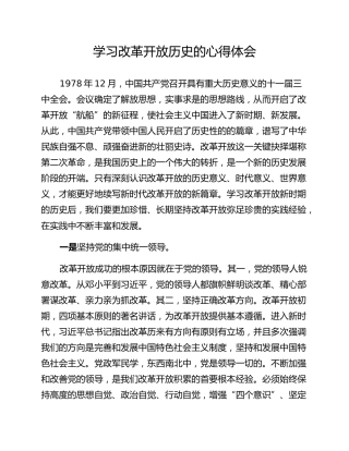 学习改革开放历史的心得体会