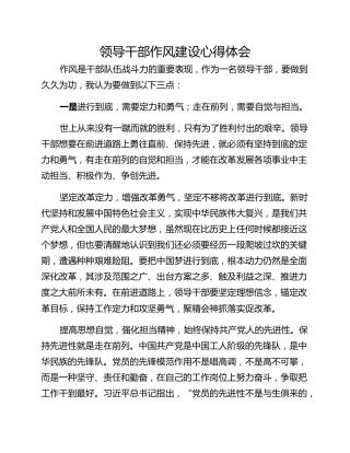 领导干部作风建设心得体会