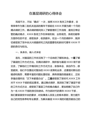 在基层调研的心得体会