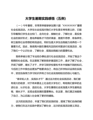 大学生暑期实践感悟（五例） (2)