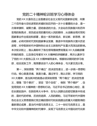 党的二十精神轮训班学习心得体会