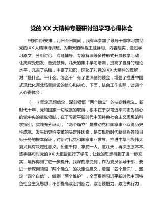 党的二十大精神专题研讨班学习心得体会