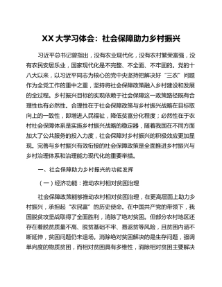 二十大学习体会：社会保障助力乡村振兴