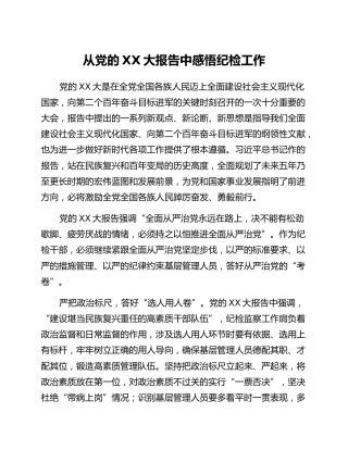 从党的二十大报告中感悟纪检工作