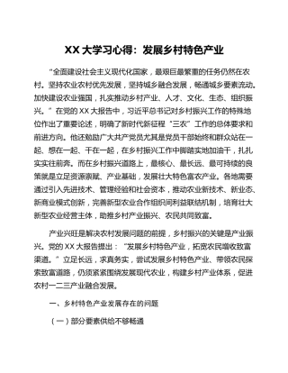 二十大学习心得：发展乡村特色产业