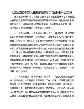 纪检监察干部队伍教育整顿学习研讨体会文章