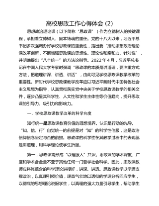 高校思政工作心得体会 (2)