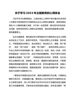 关于学习2023年主题教育心得体会