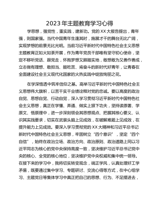 2023年主题教育学习心得