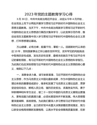 2023年党的主题教育学习心得