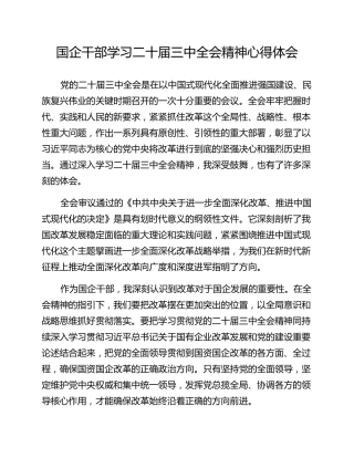 国企干部学习二十届三中全会精神心得体会