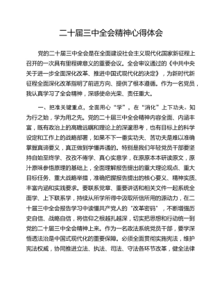 二十届三中全会精神心得体会