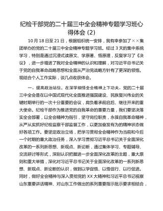 纪检干部党的二十届三中全会精神专题学习班心得体会 (2)