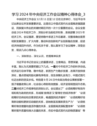 学习2024年中央经济工作会议精神心得体会_3
