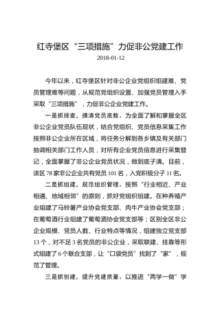 红寺堡区“三项措施”力促非公党建工作