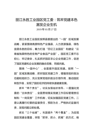 丽江永胜工业园区党工委：筑牢党建本色激发企业生机