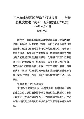 拓宽党建新领域党旗引领促发展——永善县扎实推进“两新”组织党建工作纪实