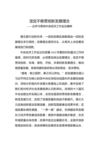 坚定不移贯彻新发展理念