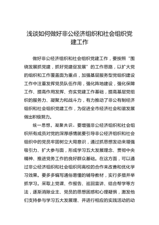 浅谈如何做好非公经济组织和社会组织党建工作