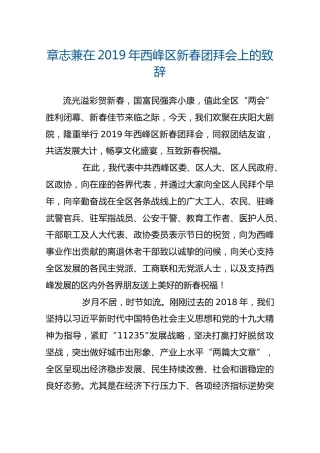 2章志兼在2019年西峰区新春团拜会上的致辞