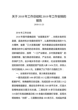 关于2018年工作总结和2019年工作安排的报告